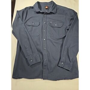 Quiksilver Mens Heavy Shirt Large Dark Blue Button Up Long Sleeve‎ Regular Work